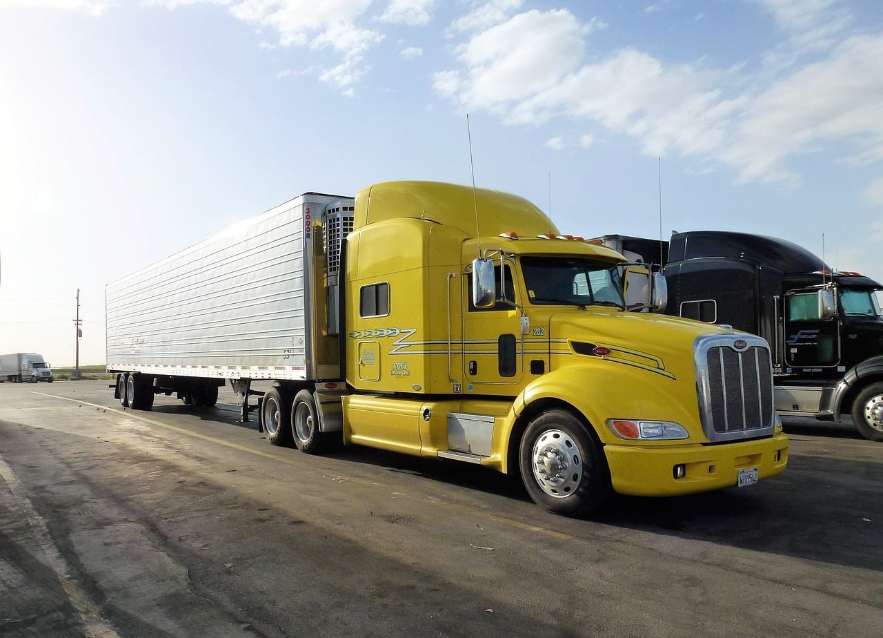 Freight truck at sunset